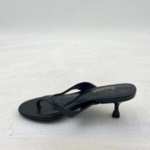 Pazzion Black Open Toe Kitten Heel Flip Flops Slip On Thong Sandals Party Shoes